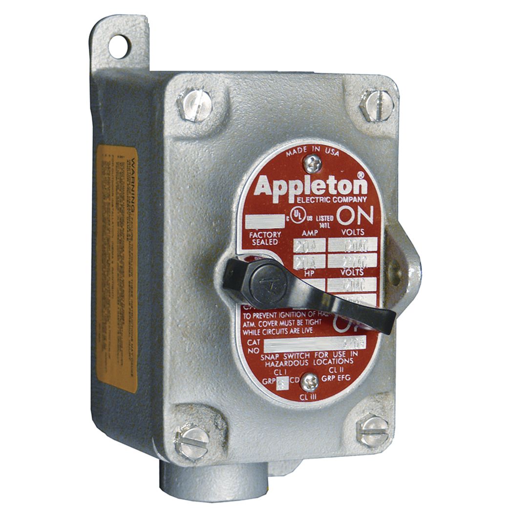 Appleton Electric - EDS11MC2 - Motor Switch, Number of Poles 2, 30 A Amps  AC, 1/2 in Hub Size, Dead-End