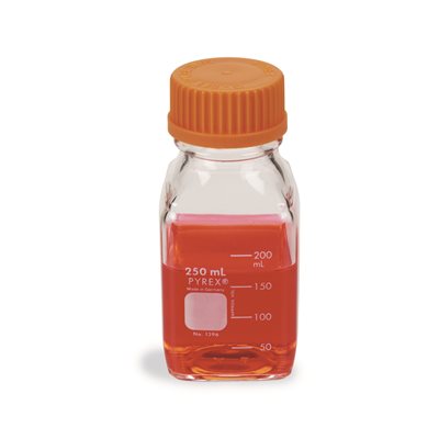Corning 1396-250 PYREX Square Media Storage Bottle with GL45 Screw Cap 250 mL Corning Incorporated
