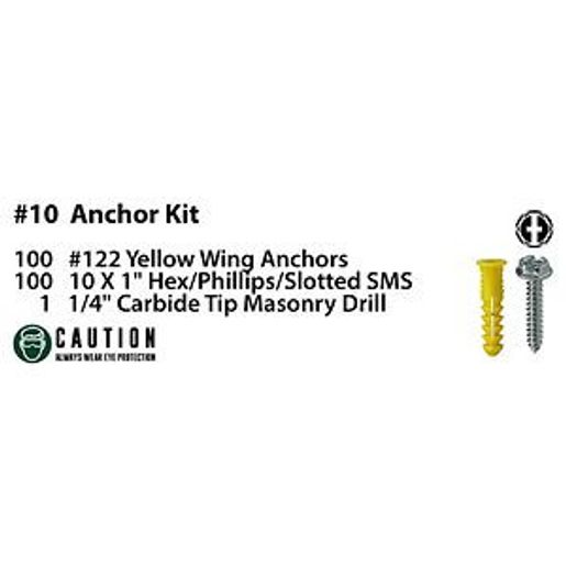 122 Anchor 10 by 1-Inch Length Screw Dottie 2AKHXTP Anchor Kit Hex/Phillips/Slotted Yellow L.H